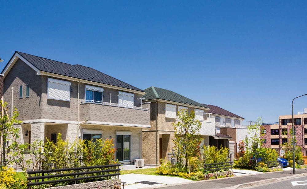 американские дома улица. архитектура. недвижимость рендер. Residential area.